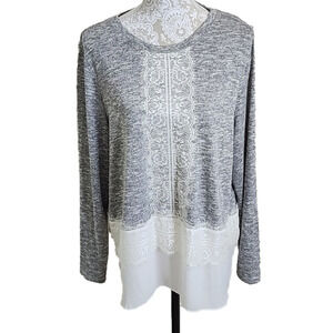 Valerie Steven's gray and ivory lacey top, size XL